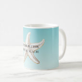 Aqua Blue White Gold Starfish Beach Quote Koffiemok (Voorkant rechts)