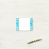 Aqua Blue White - Grieks sleutelpatroon Post-it® Notes (Op bureau)
