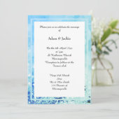 AQUA BLUE WHITE LAYER BOKEH PRINT WEDING KAART (Staand voorkant)