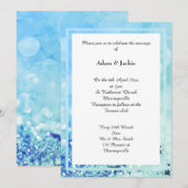 AQUA BLUE WHITE LAYER BOKEH PRINT WEDING KAART (Voorkant / Achterkant)