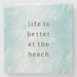 Aqua Blue White Ocean Stenen Onderzetter