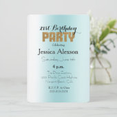 Aqua Blue White Ombre Gouden Glitter Kaart (Staand voorkant)