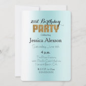 Aqua Blue White Ombre Gouden Glitter Kaart (Voorkant)