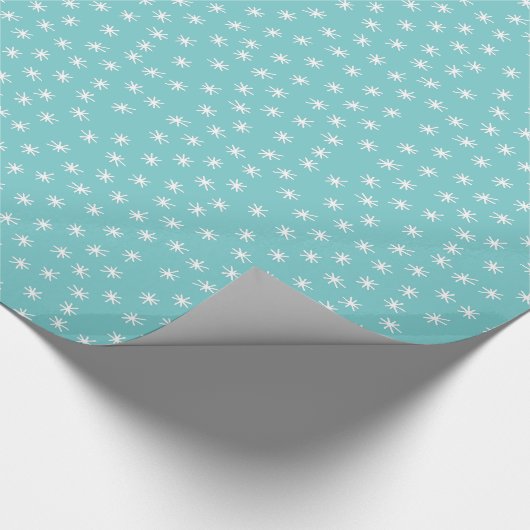 Aqua blue white startern kerst cadeaupapier (Hoek)