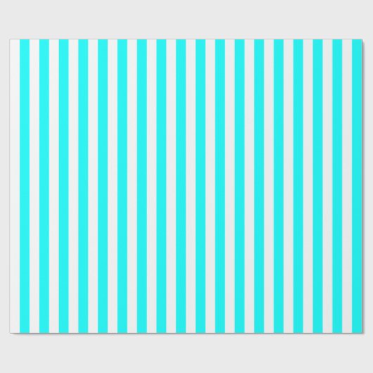 Aqua Blue/White Stripe Cadeaupapier (Vlak)