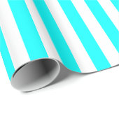 Aqua Blue/White Stripe Cadeaupapier (Rol Hoek)