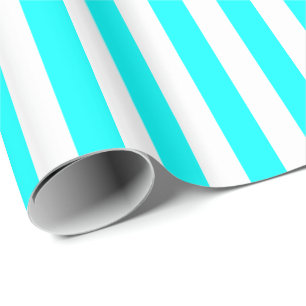 Aqua Blue/White Stripe Cadeaupapier