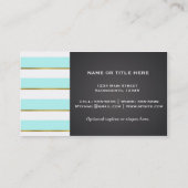 Aqua Blue White Stripes Faux Gold Shine Lips Visitekaartje (Achterkant)