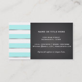 Aqua Blue White Stripes Faux Silver Shine Lips Visitekaartje (Achterkant)