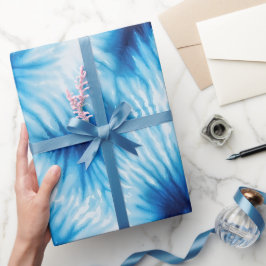 Aqua Blue White Tie Dye Cadeaupapier