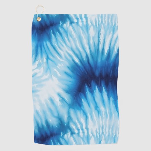 Aqua Blue White Tie Dye Golfhanddoek (Voorkant)