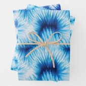 Aqua Blue White Tie Dye Inpakpapier Vel (In situ)