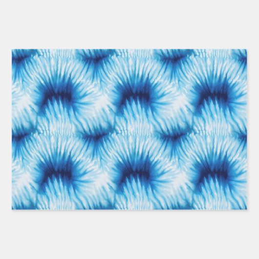 Aqua Blue White Tie Dye Inpakpapier Vel (Voorkant)