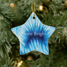Aqua Blue White Tie Dye Keramisch Ornament