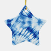 Aqua Blue White Tie Dye Keramisch Ornament (Achterkant)