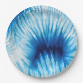 Aqua Blue White Tie Dye Papieren Bordje