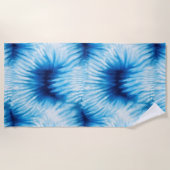Aqua Blue White Tie Dye Strandlaken (Voorkant)