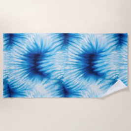 Aqua Blue White Tie Dye Strandlaken