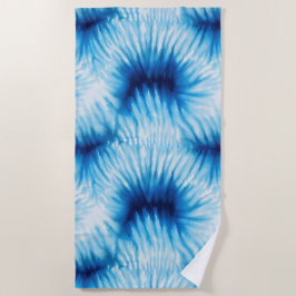 Aqua Blue White Tie Dye Strandlaken