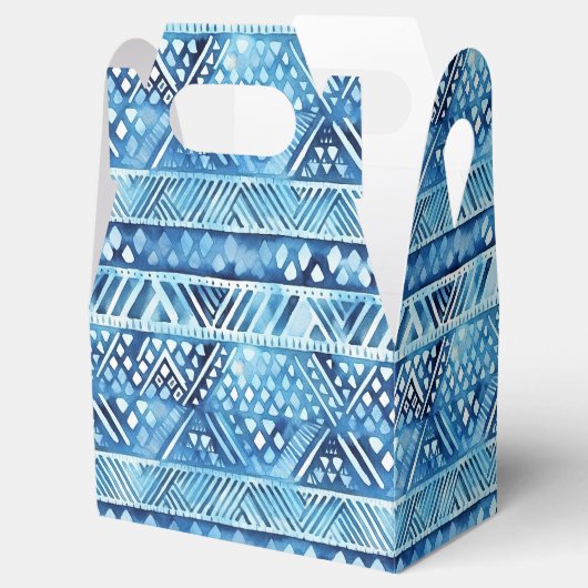 Aqua Blue White Tribal Stripes Stippen Bedankdoosjes (Geopend)