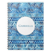 Aqua Blue White Tribal Stripes Stippen Notitieboek (Voorkant)