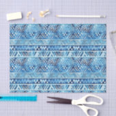 Aqua Blue White Tribal Stripes Stippen Verjaardag Tissuepapier (Craft)