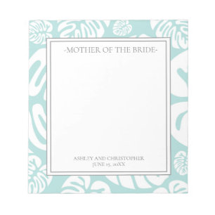 Aqua Blue White Tropical Leaves Moeder van Bride Notitieblok