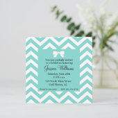 Aqua Blue & White Uitnodiging (Staand voorkant)