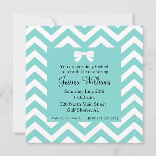 Aqua Blue & White Uitnodiging (Voorkant)