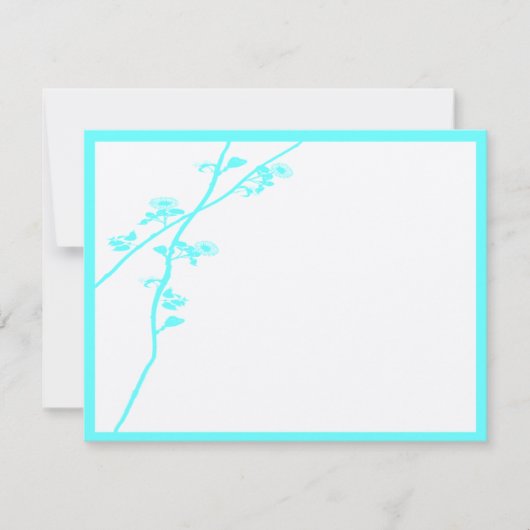 Aqua Blue Wild Flower Branch Wedding RSVP (Voorkant)