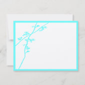 Aqua Blue Wild Flower Branch Wedding RSVP Kaartje (Voorkant)