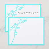 Aqua Blue Wild Flower Branch Wedding RSVP Kaartje (Voorkant / Achterkant)