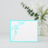 Aqua Blue Wild Flower Branch Wedding RSVP Kaartje (Staand voorkant)