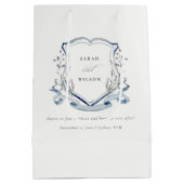 Aqua Blue Wildflower Waterverf Crest Wedding Medium Cadeauzakje (Achterkant)