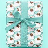 Aqua Blue Wink Black Kerstmis Cadeaupapier