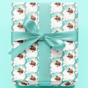 Aqua Blue  Wink Black Kerstmis Cadeaupapier
