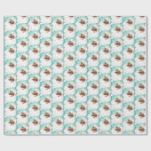 Aqua Blue  Wink Black Kerstmis Cadeaupapier (Vlak)