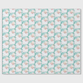 Aqua Blue  Wink Santa Claus kerstcadeau Cadeaupapier (Vlak)