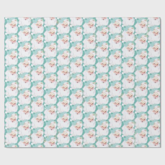 Aqua Blue Wink Santa Claus kerstcadeau Cadeaupapier (Vlak)