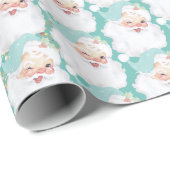 Aqua Blue  Wink Santa Claus kerstcadeau Cadeaupapier (Rol Hoek)