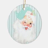 Aqua Blue Winking Santa Kerstboom Keramisch Ornament (Links)