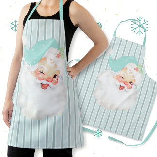 Aqua Blue Winking Santa Kerstgeschort Schort