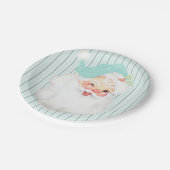 Aqua Blue Winking Santa Kerstparty Papieren Bordje (Gekanteld)
