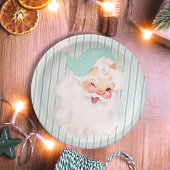 Aqua Blue Winking Santa Kerstparty Papieren Bordje