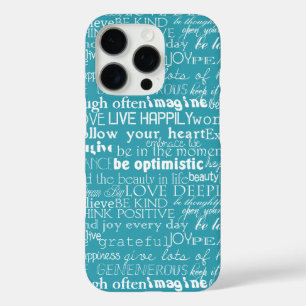 Aqua Blue Wit Inspirerend woorden iPhone 16 Pro Hoesje