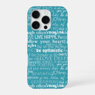 Aqua Blue Wit Inspirerend woorden iPhone 16 Pro Hoesje