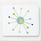 Aqua Blue Yellow Atomic Age Starburst Mid Century Muismat (Voorkant)