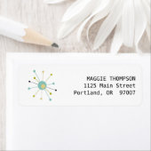 Aqua Blue Yellow Atomic Starburst Mid Century Etiket (Insitu)