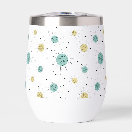 Aqua Blue Yellow Franciscan Starburst Mid Century (Voorkant)