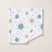 Aqua Blue Yellow Franciscan Starburst Mid Century Bad Handdoek (Wasdoekje)